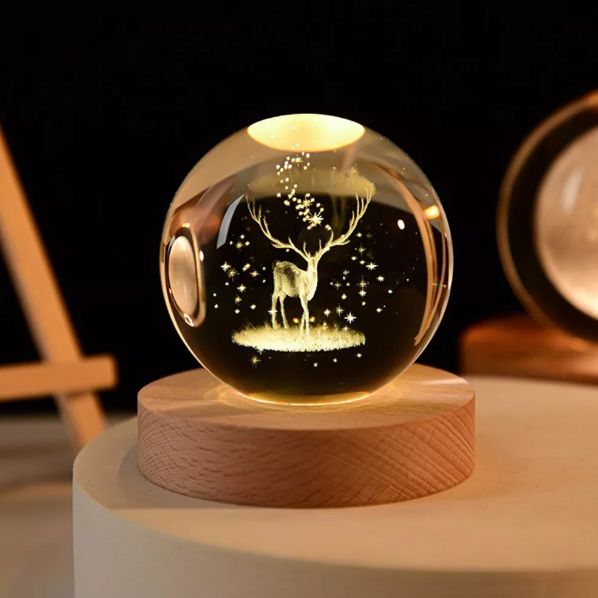 Lampara Esfera de Cristal 3D